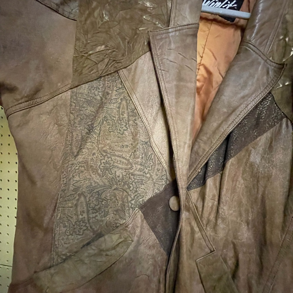 Vintage Full Length Leather Jacket (Patchwork Des… - image 4